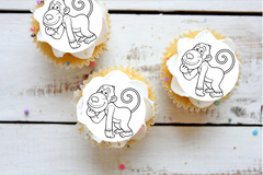Monkey Colour-me-in cake toppers