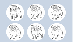 Pug Colour-me-in cake toppers
