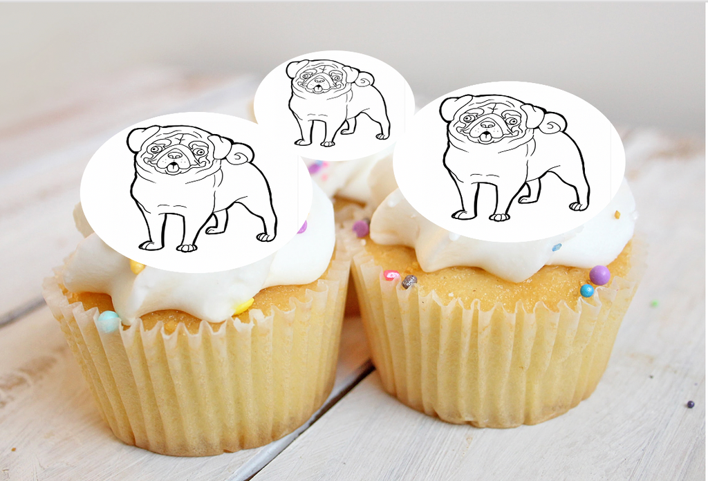 Pug Colour-me-in cake toppers