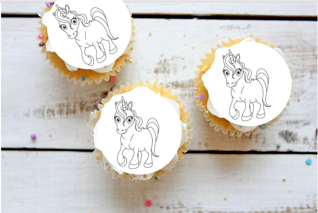 Unicorn Colour-me-in cake toppers