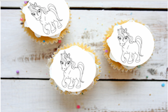 Unicorn Colour-me-in cake toppers